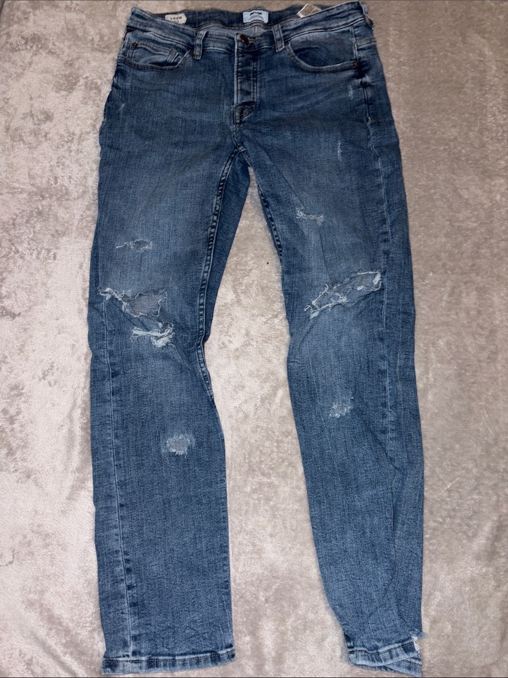 ONLY & SONS Men's Slim Distressed Blue Jeans